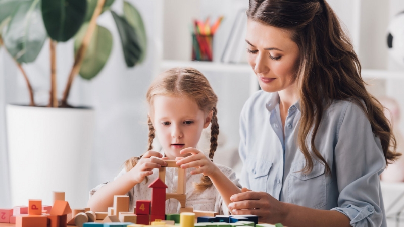 Child with building blocks, ADHD and Executive Function